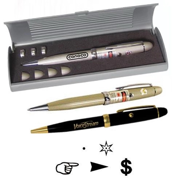 Brass pen with laser pointer, 5 interchangeable business lenses.... from ASI 31570 Advantage Industries / AdVantage Line®