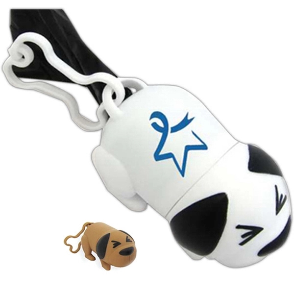 Dog shaped pet waste bag dispenser with 20 poly bags and... from ASI 92980 WOV-IN® / Promopet