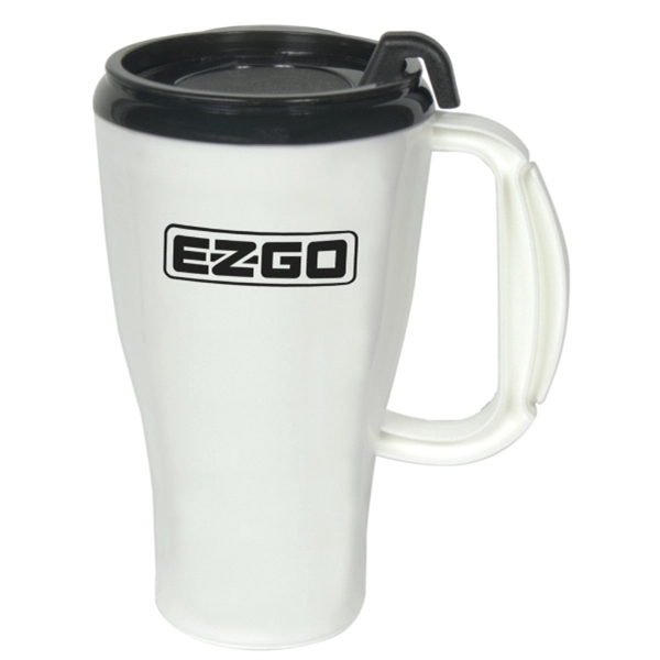16oz. double-wall insulated polypropylene Omega Mug. Includes spill-resistant, snap-on lid with... from ASI 73871 Next Promotions LLC