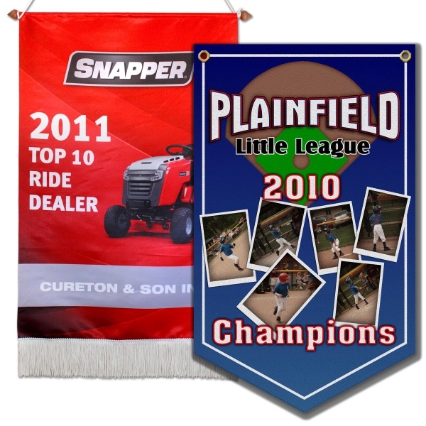 Heavyweight polyester hanging banners in assorted sizes and colors.... from ASI 52263 EMT / EMT