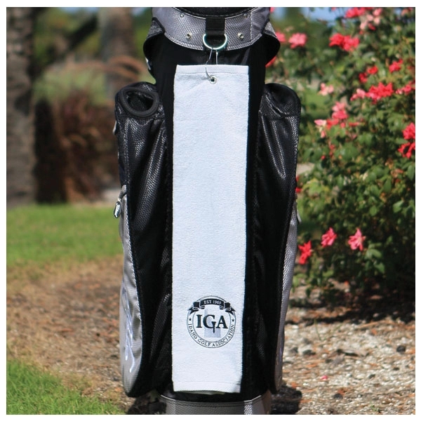 White golf towel made of 100% cotton hemmed with dobby and... from ASI 79750 Pro Towels