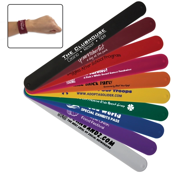 Silicone slap bracelet in an assortment of stylish colors.... from ASI 62190 Illini