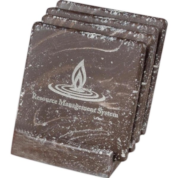Travertine coaster set. Made in USA and contains recycle materials.... from ASI 89860 StoneyCreek / StoneyCreek®