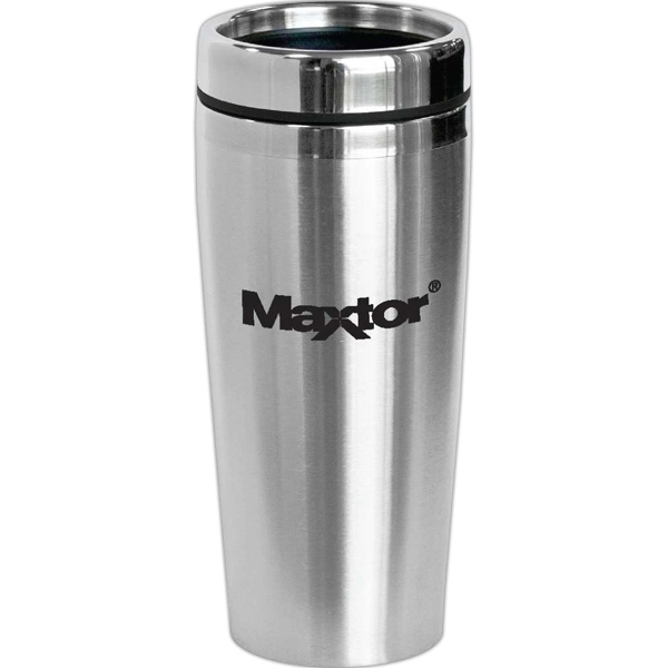 16 oz stainless steel travel tumbler. Non-skid rubber base.... from ASI 30112 ACE Products