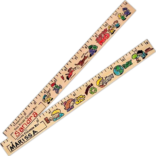 Color-Me  - 12" - Wooden coloring ruler with inch scale.... from ASI 43668 ZZ OLD/Drop - Camsing Global / Falcon