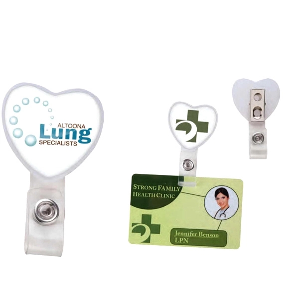 Badge holder with heart shape decorating area and swivel bulldog clip,... from ASI 49470 DEVARA