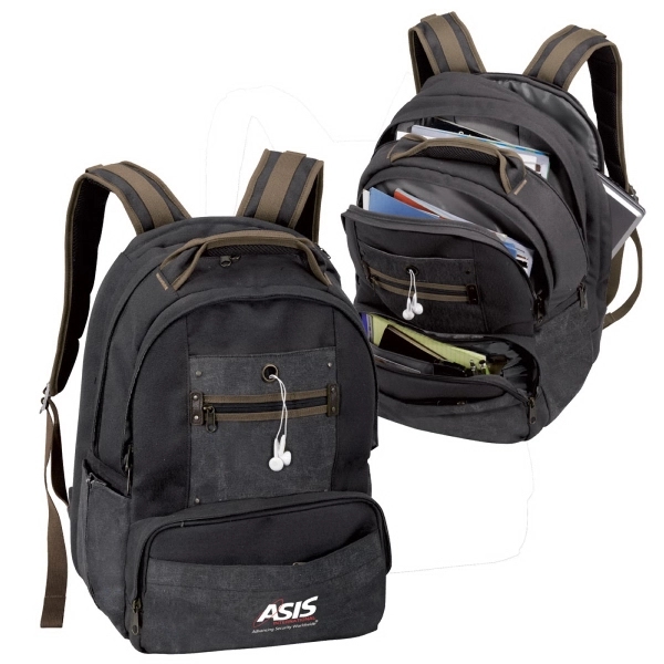 Computer backpack with top zippered pocket stores MP3 player with audio... from ASI 57702 GoodHopeBags, Inc.