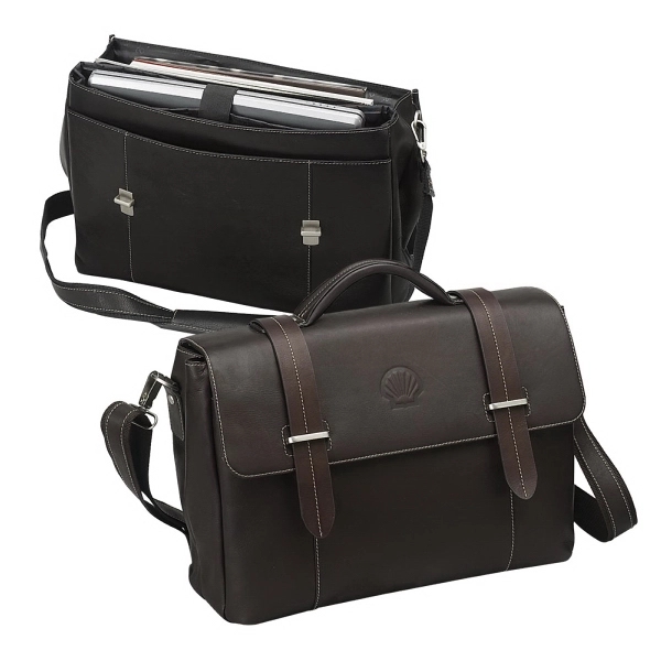 Flap-over computer briefcase made with rich Columbia leather.... from ASI 57702 GoodHopeBags, Inc.