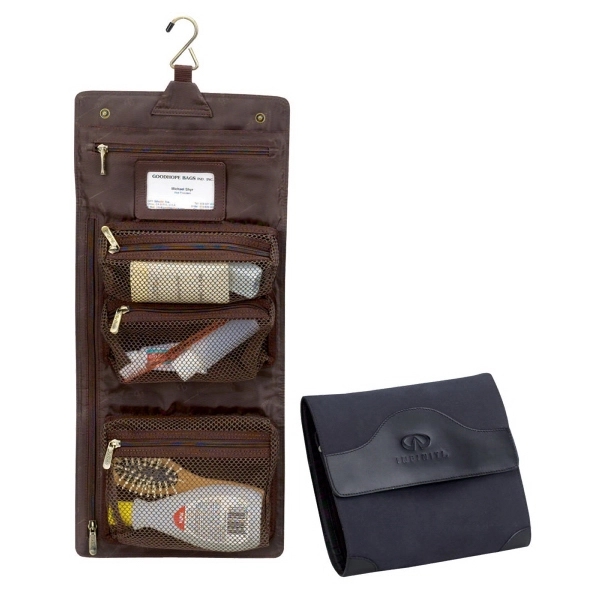 Toiletry case made of brushed twill and full-grained leather.... from ASI 57702 GoodHopeBags, Inc.