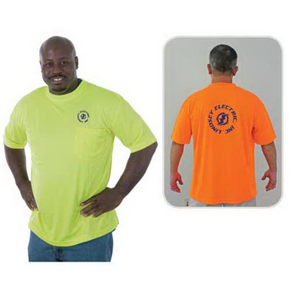 Hi-viz mesh safety t-shirt with chest pocket.... from ASI 37455 Atteff International Inc