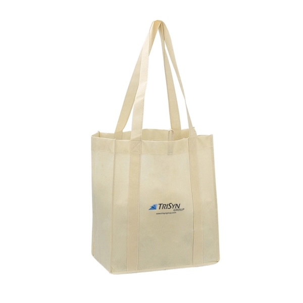 Grocery tote features a cardboard bottom for added support.... from ASI 79384 Preferred Nation Inc / Preferred Nation
