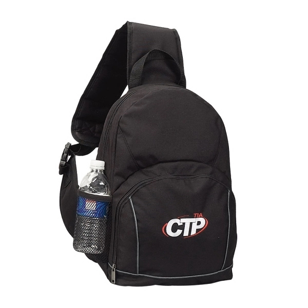 Recycled PET sling backpack with organizer in zip pocket and main... from ASI 79384 Preferred Nation Inc / Preferred Nation