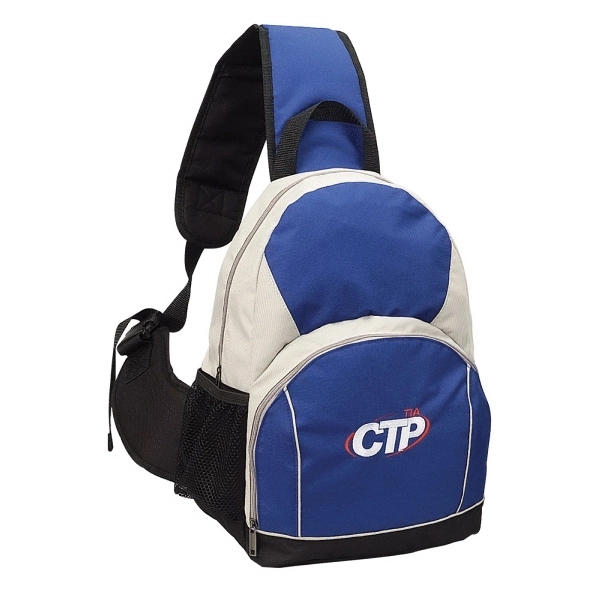 Recycled PET sling backpack with organizer in zip pocket and main... from ASI 79384 Preferred Nation Inc / Preferred Nation