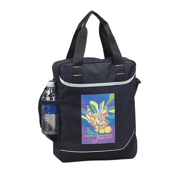 Modern vertical briefcase with adjustable shoulder strap, dual soft handles.... from ASI 79384 Preferred Nation Inc / G-tech