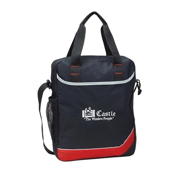 Modern vertical briefcase with adjustable shoulder strap, dual soft handles.... from ASI 79384 Preferred Nation Inc / G-tech