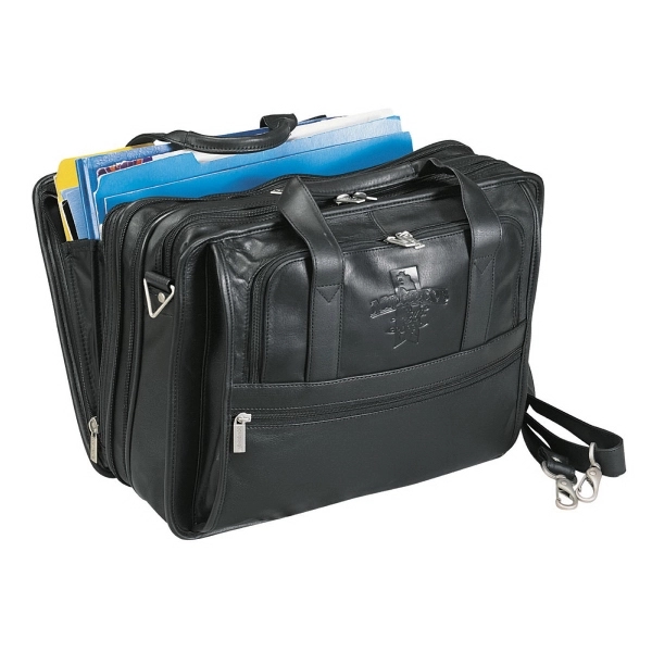 Expandable Napa cowhide leather soft black brief with double compartments.... from ASI 79384 Preferred Nation Inc / G-tech