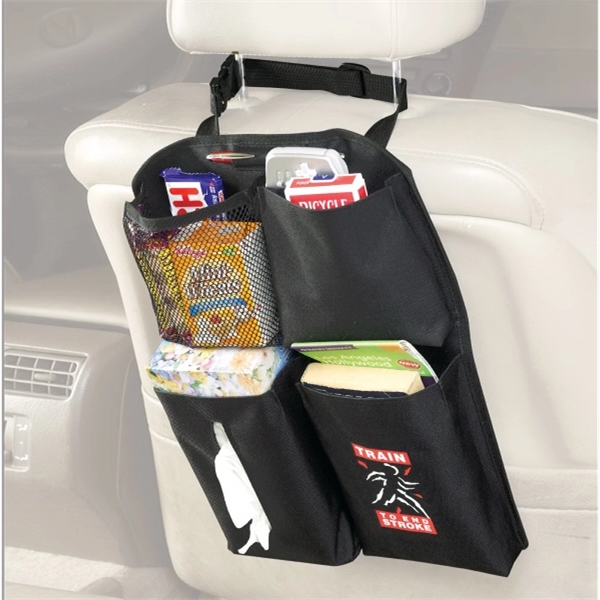 Polyester car organizer designed to hang from headrest with four open... from ASI 79384 Preferred Nation Inc