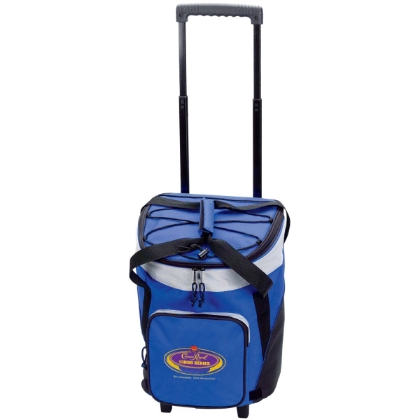 Economical polyester rolling cooler with sturdy pull-up handle and wheels.... from ASI 79384 Preferred Nation Inc