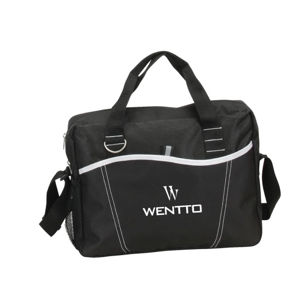 Briefcase with unique waved front packet and two tone debossed trim.... from ASI 79384 Preferred Nation Inc / G-tech