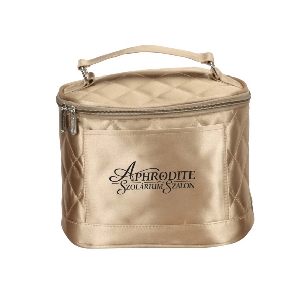 Cosmetic case in quilted satin with elastic pockets inside to help... from ASI 79384 Preferred Nation Inc
