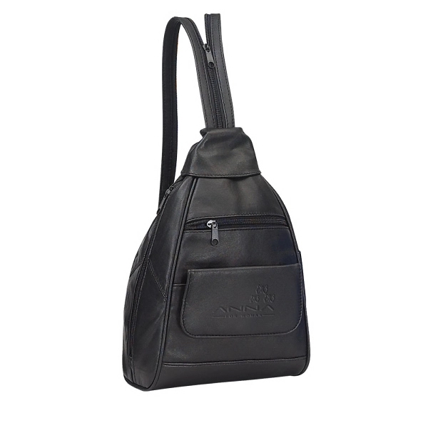 Mini backpack made of lamb-skin leather with front flap and top... from ASI 79384 Preferred Nation Inc / G-tech