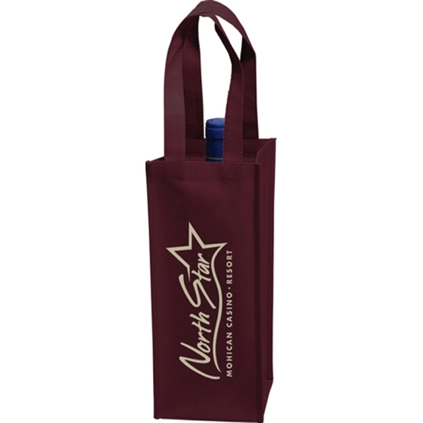 5" x 12" 80GSM non-woven polypropylene single-bottle wine tote with gusset,... from ASI 35290 American Ad Bag Co