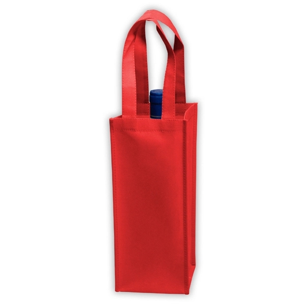 5" x 12" 80GSM non-woven polypropylene single-bottle wine tote with gusset,... from ASI 35290 American Ad Bag Co