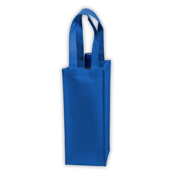 5" x 12" 80GSM non-woven polypropylene single-bottle wine tote with gusset,... from ASI 35290 American Ad Bag Co