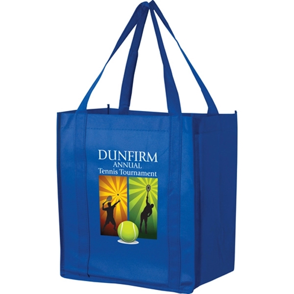 12" x 8" x 3" non-woven polypropylene  grocery tote with... from ASI 35290 American Ad Bag Co