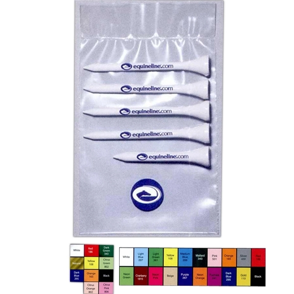 Value poly bag with four 2 3/4" tees, one 2 1/8"... from ASI 63500 Jomar Industries Inc / The Tee Line