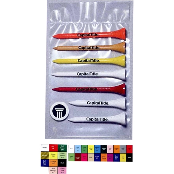 Value poly bag with five 2 3/4" tees, two 2 1/8"... from ASI 63500 Jomar Industries Inc / The Tee Line