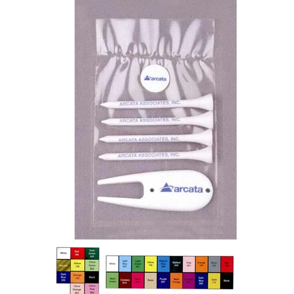 Golf tee poly bag combination pack - four golf tees, marker... from ASI 63500 Jomar Industries Inc / The Tee Line