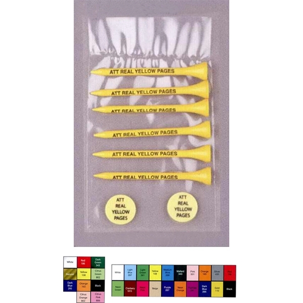 Golf tee poly bag combo pack - six 2 3/4" golf... from ASI 63500 Jomar Industries Inc / The Tee Line