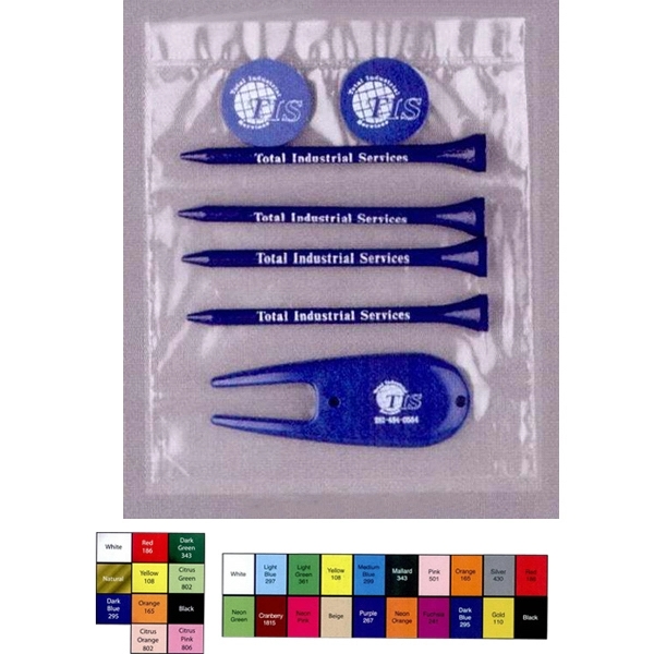 Golf tee value poly bag with four 3 1/4" golf tees,... from ASI 63500 Jomar Industries Inc / The Tee Line