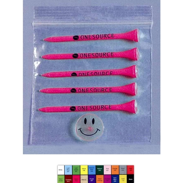 Golf tee poly bag combination pack - five 3 1/4" golf... from ASI 63500 Jomar Industries Inc / The Tee Line