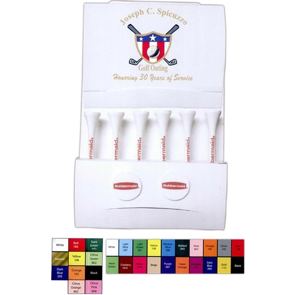 Golf tee matchbook matchfolder packet with six 2 3/4" golf tees... from ASI 63500 Jomar Industries Inc / The Tee Line
