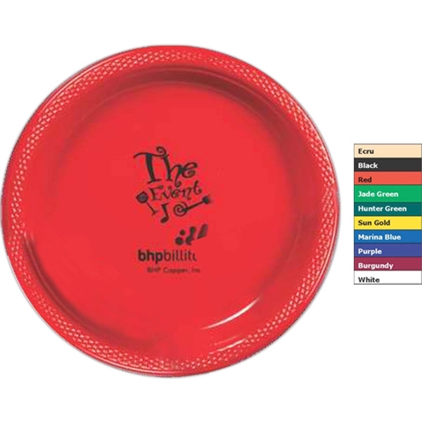 Colored BPA free plastic plate, disposable.... from ASI 88200 TK Sorg's - A Div of Arch Promo Group, LLC / PETITE