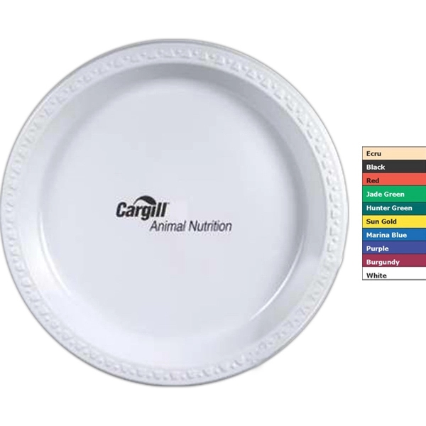 White BPA free plastic plate, disposable.... from ASI 88200 TK Sorg's - A Div of Arch Promo Group, LLC / PETITE
