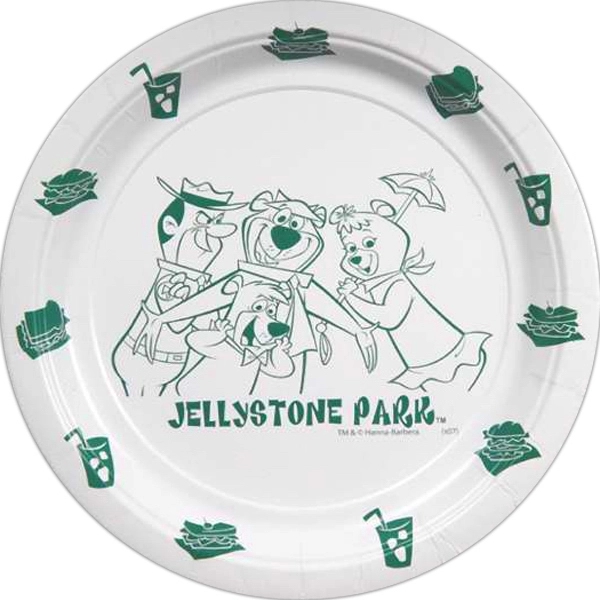 White 9" paper plate with ultra die, 17 point, poly coated... from ASI 88200 TK Sorg's - A Div of Arch Promo Group, LLC