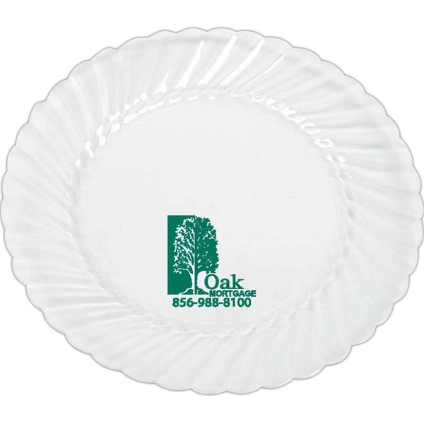 Elegant clear plastic plate. BPA free.... from ASI 88200 TK Sorg's - A Div of Arch Promo Group, LLC / PETITE