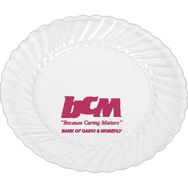 Elegant clear plastic plate. BPA free.... from ASI 88200 TK Sorg's - A Div of Arch Promo Group, LLC / PETITE