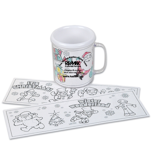 Christmas coloring mugs with 3 different coloring pages, with illustrated gift... from ASI 52710 Lincoln Line / Essef - Lincoln Line