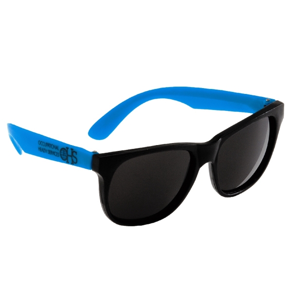 Children's black sunglasses with neon colored temples. 5" x 4 1/2".... from ASI 52710 Lincoln Line