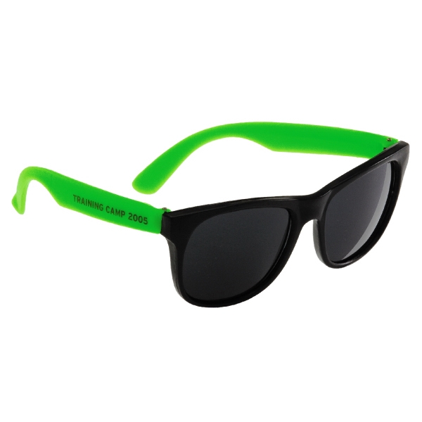 Children's black sunglasses with neon colored temples. 5" x 4 1/2".... from ASI 52710 Lincoln Line