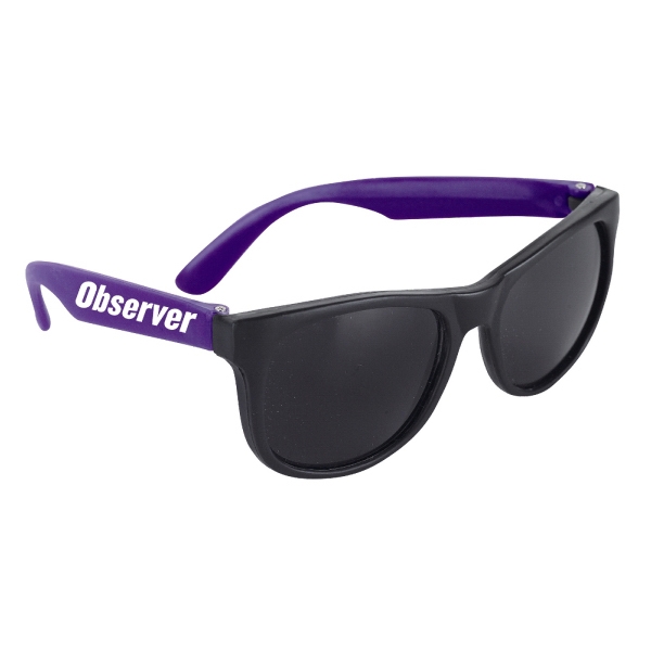 Children's black sunglasses with neon colored temples. 5" x 4 1/2".... from ASI 52710 Lincoln Line