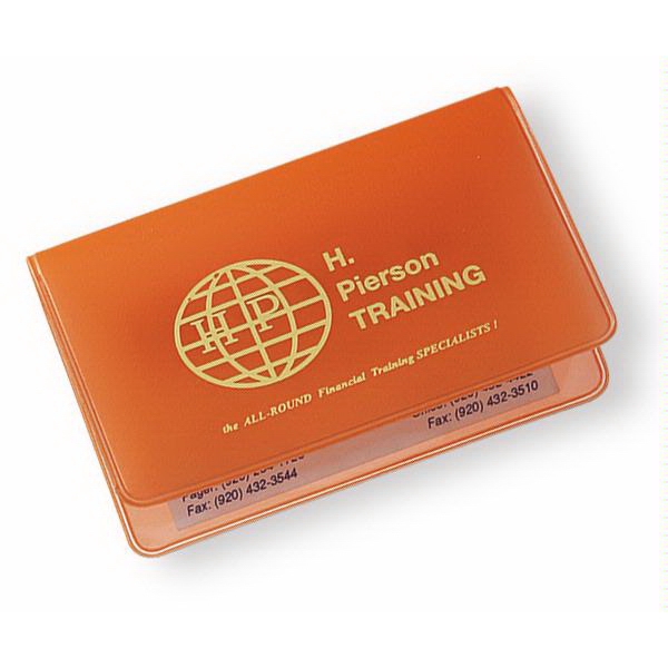 Translucent vinyl business card holder has two clear pockets.... from ASI 52550 Erell Manufacturing Company