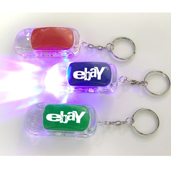 Car shape LED flashlight Key chain with on/off switch.... from ASI 74585 Nu Promo International / Nu Promo Line