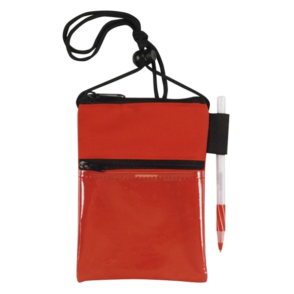 4.75" x 6.5" badge holder with dual zipper, clear ID window,... from ASI 37980 Bagworld