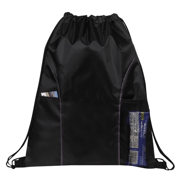 14.5" x 18" polyester drawstring backpack in with dual front pockets.... from ASI 37980 Bagworld