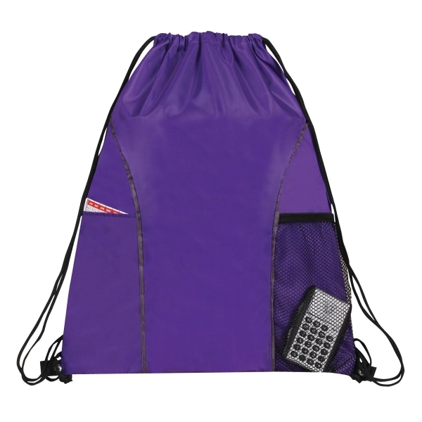 14.5" x 18" polyester drawstring backpack in with dual front pockets.... from ASI 37980 Bagworld